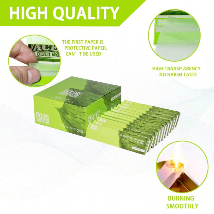 King Size With Tips Natural Bamboo Rolling Paper 24 Booklets