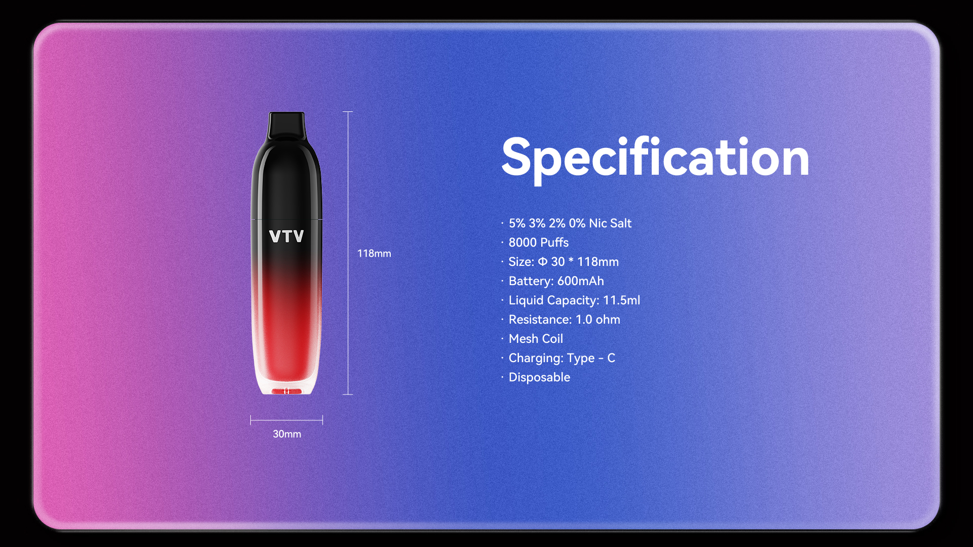 8000 Puffs Flavorful E-Cigarette Mesh Coil Disposable Vape VTV NYX8000