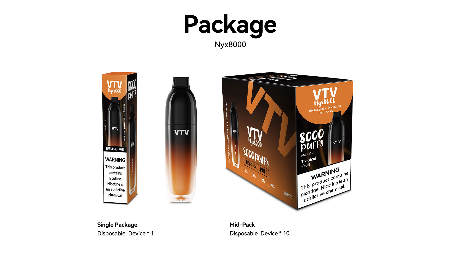 8000 Puffs Flavorful E-Cigarette Mesh Coil Disposable Vape VTV NYX8000