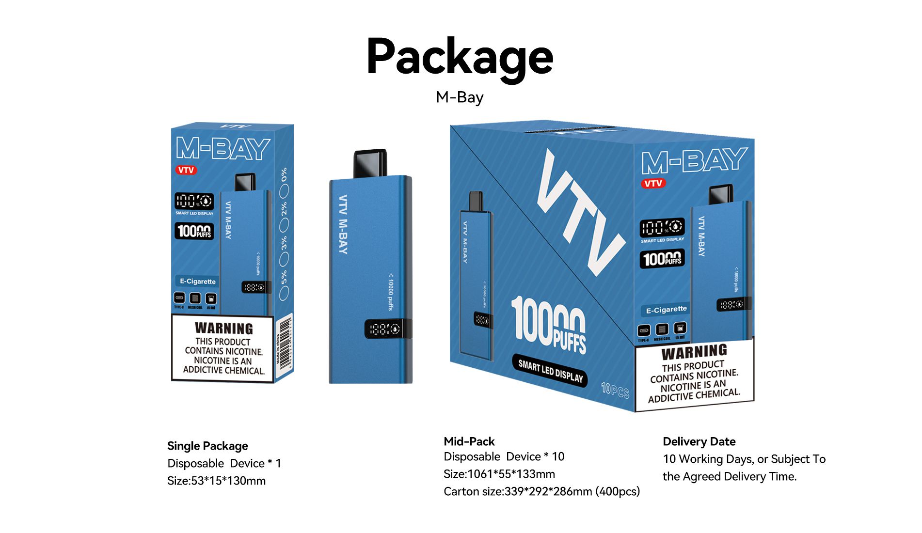 M-BAY Disposable Vape Dual Rechargeable Dual Mesh Coil E-Cigarette VTV