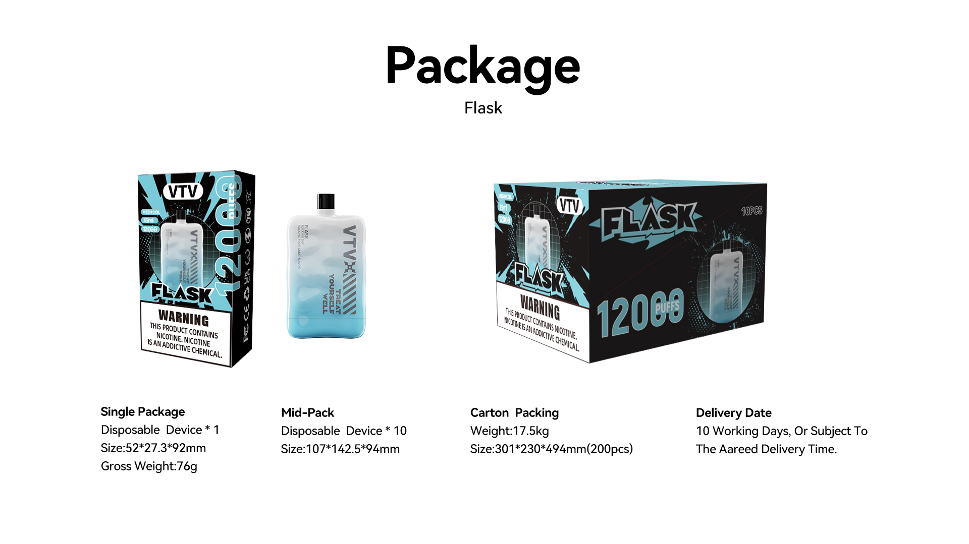 FLASK 12000 Puffs Flavors Disposable Vape Airflow VTV