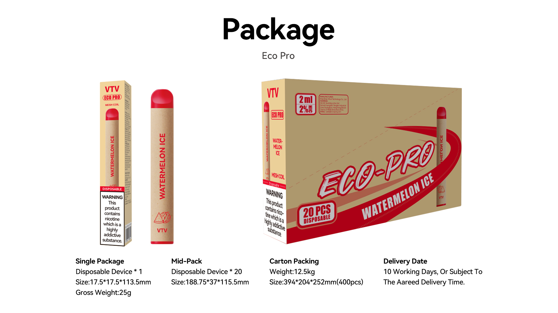 Eco Pro Disposable Vape Lightweight Paper E-Cigarette 600 Puffs VTV