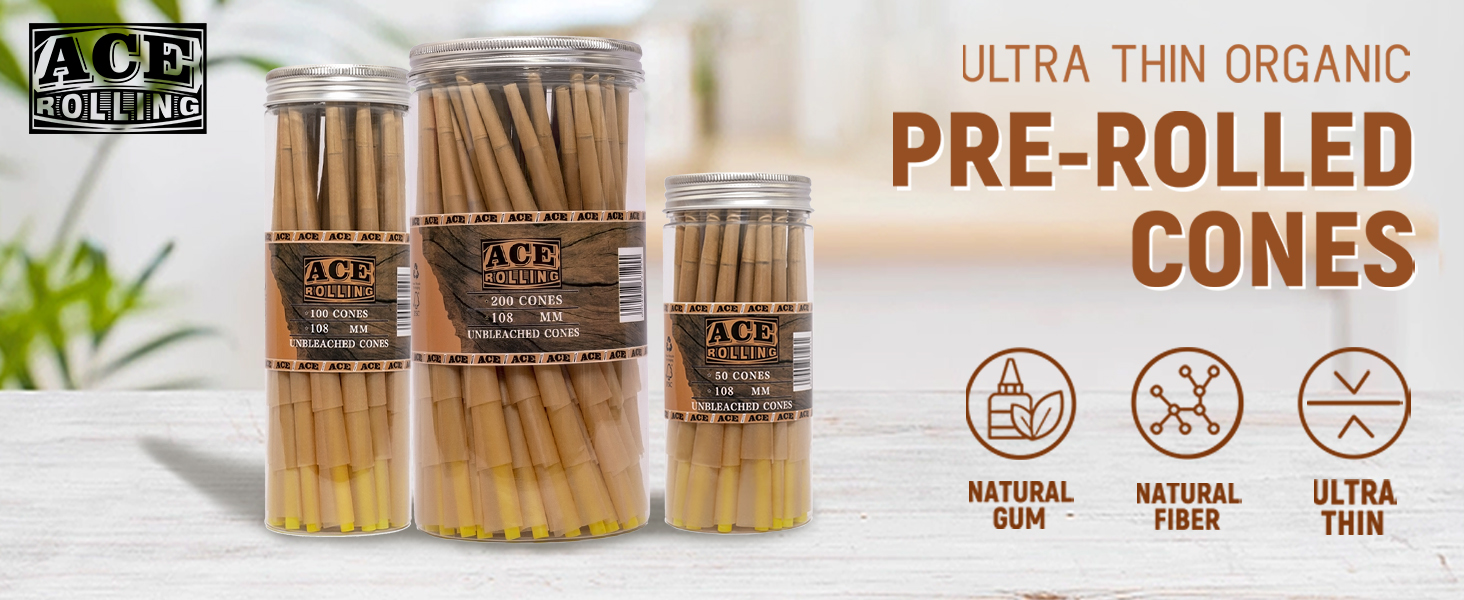 Natural Wood Pulp Pink Rolling Paper Pre Rolled Cones for Smoking