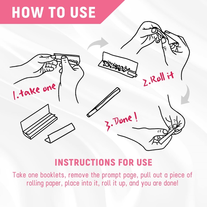 1 1/4 Size Unbleached Wood Pulp Pink Rolling Paper 50 Booklets