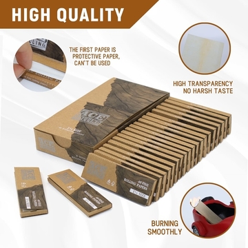 1 1/4 Size Unbleached Bamboo Cigarette Rolling Paper 50 Packs