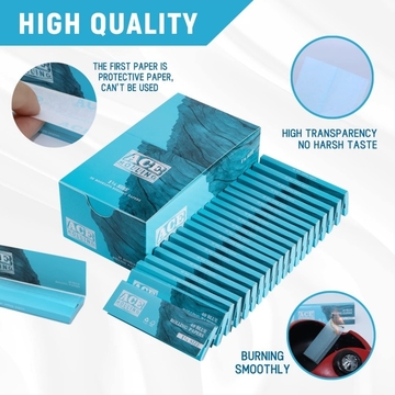 1 1/4 Size Unbleached Wood Pulp Blue Rolling Paper 50 Booklets