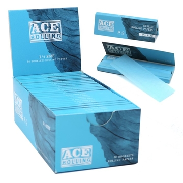 1 1/4 Size Unbleached Wood Pulp Blue Rolling Paper 50 Booklets