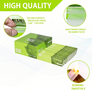 Bleached Filter Paper 108mm Green Rolling Paper With Tips 1 Box