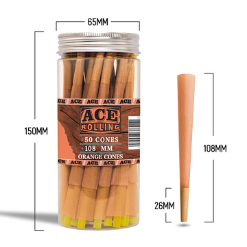 108MM Pre Rolled Cones Unbleached Wood Rolling Paper - 50 Cones