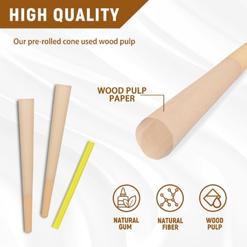 108MM Pre Rolled Cones Unbleached Wood Rolling Paper - 50 Cones