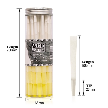 Pre Rolled Bleached Wood Rolling Paper Kingsize 50/100/200 Cones