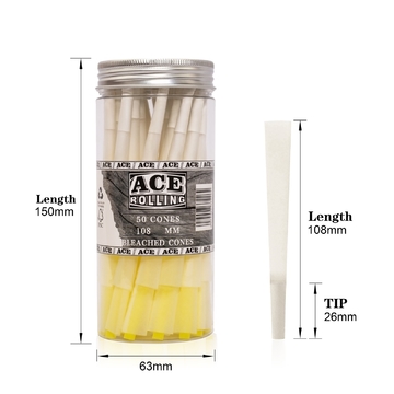 Pre Rolled Bleached Wood Rolling Paper Kingsize 50/100/200 Cones